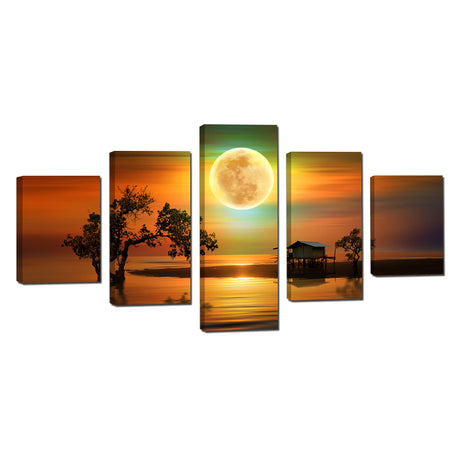 Golden Moon Reflection Canvas Wall Art