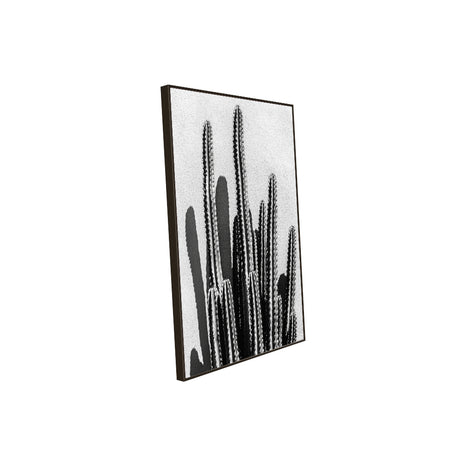 Modern Black and White Cactus Canvas Wall Art