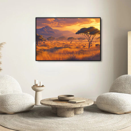 Golden Savanna Sunset Canvas Wall Art