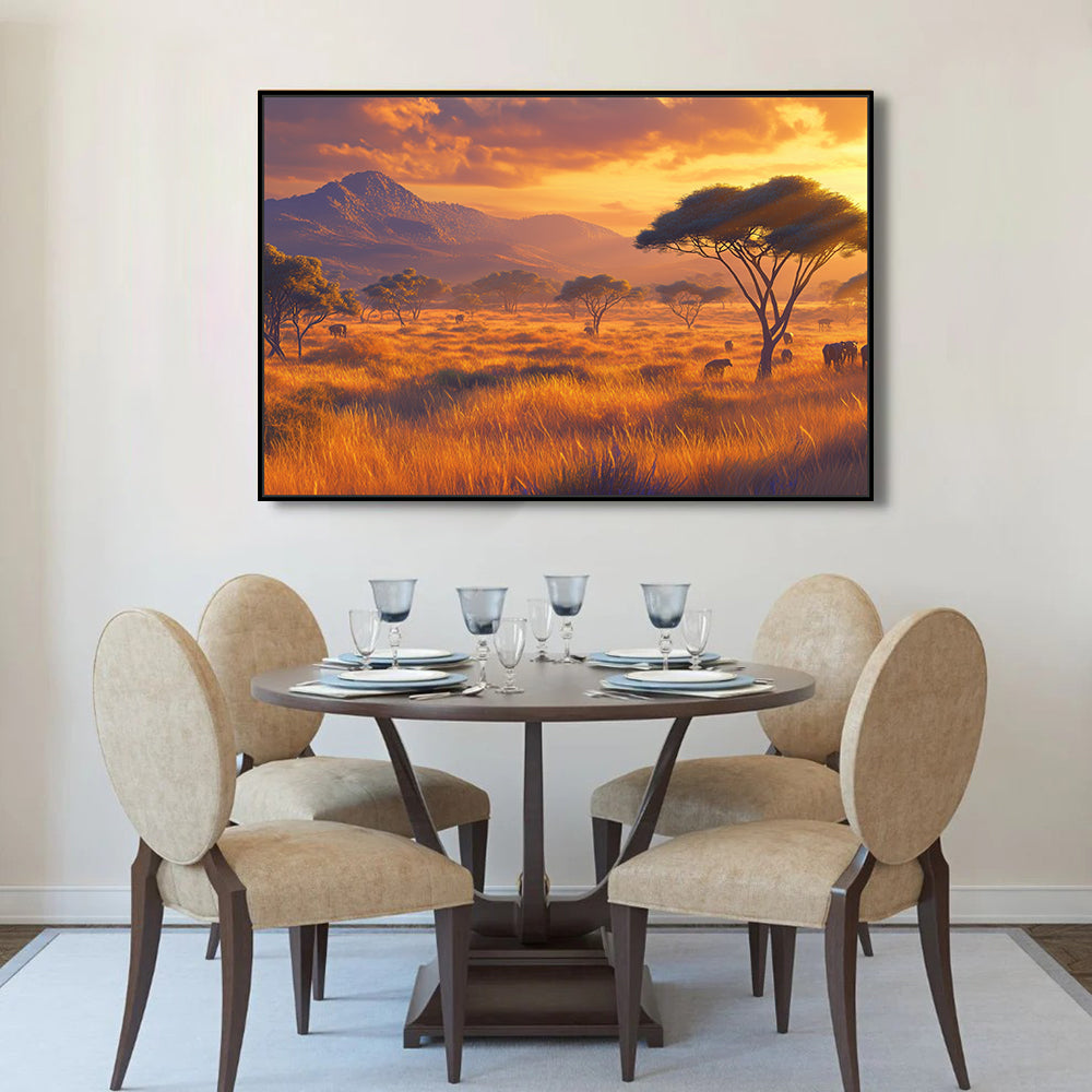 Golden Savanna Sunset Canvas Wall Art