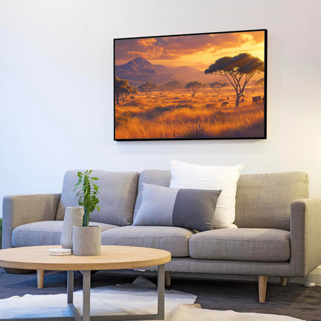 Golden Savanna Sunset Canvas Wall Art