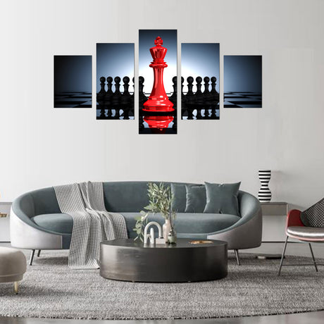 Master of Strategy: Red King Chess Canvas Art