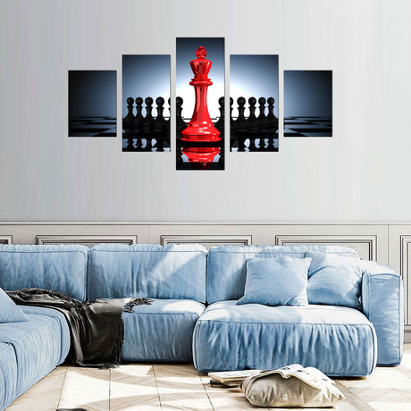 Master of Strategy: Red King Chess Canvas Art