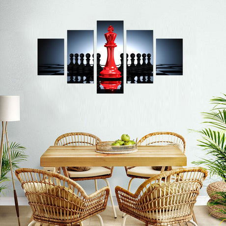 Master of Strategy: Red King Chess Canvas Art