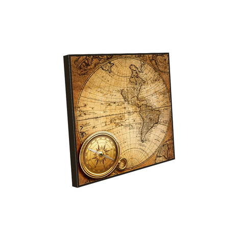 Classic Explorer’s Décor Antique Compass And Vintage World Map Canvas Wall Art
