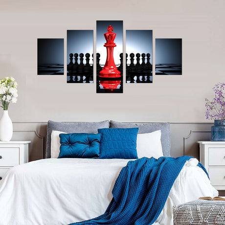 Master of Strategy: Red King Chess Canvas Art