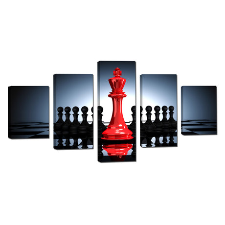 Master of Strategy: Red King Chess Canvas Art