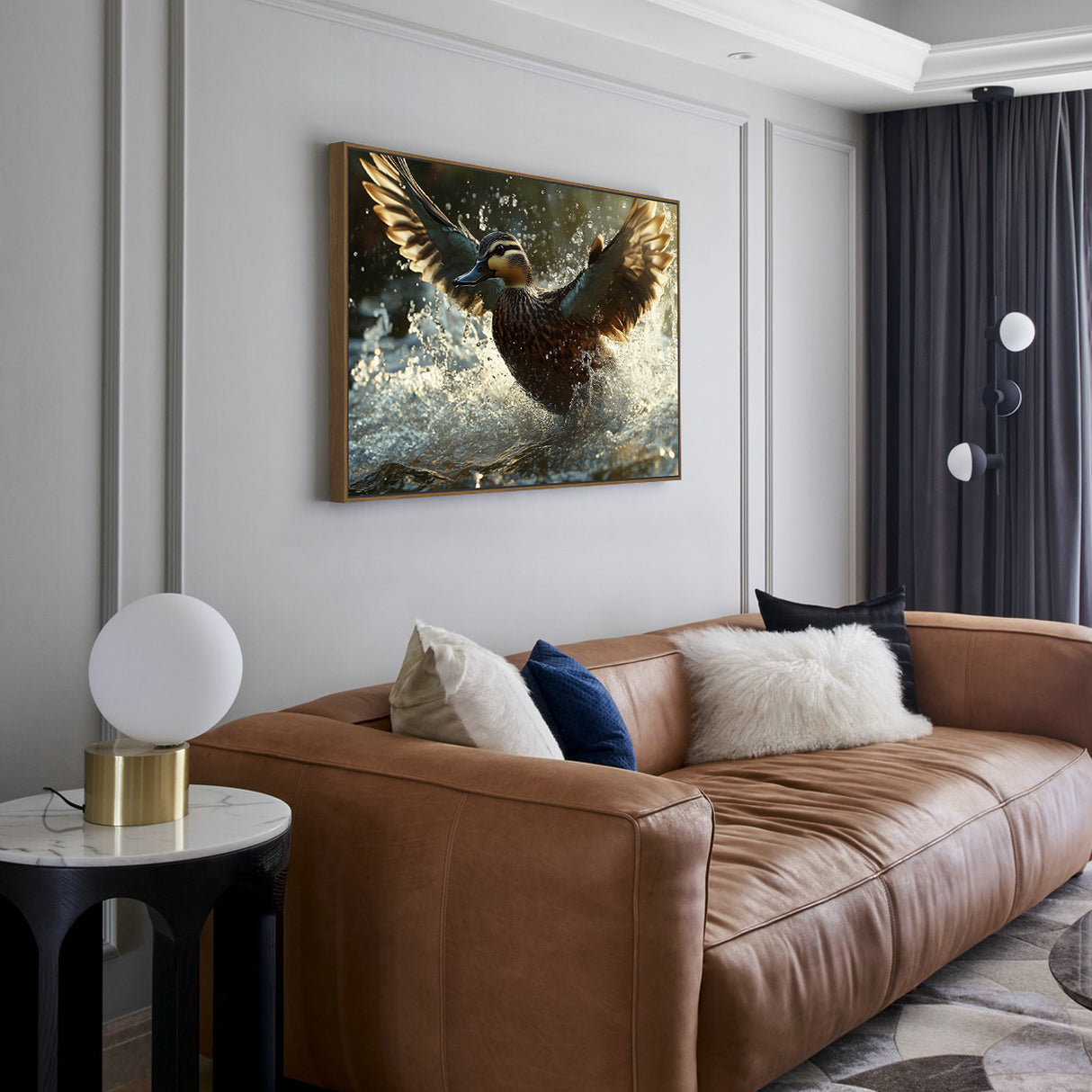 Dynamic Duck Splash Canvas Wall Art – Nature in Motion