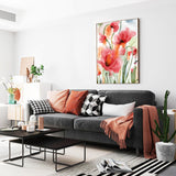 Elegant Red Poppy Watercolor  – Floral Botanical Beauty Canvas Wall Art