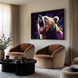 Vibrant Roaring Bear-Canvas Wall Art