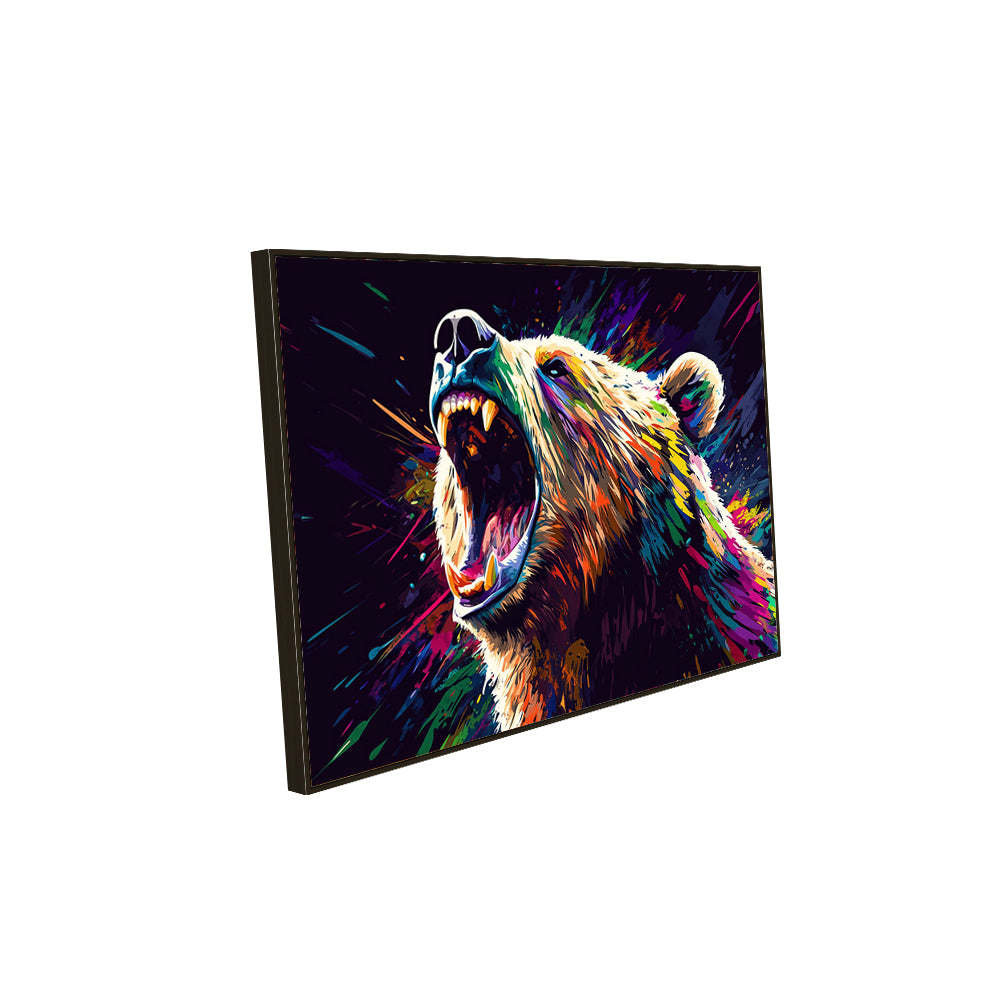 Vibrant Roaring Bear-Canvas Wall Art