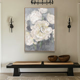 Elegant Ivory Blooms Canvas Wall Art