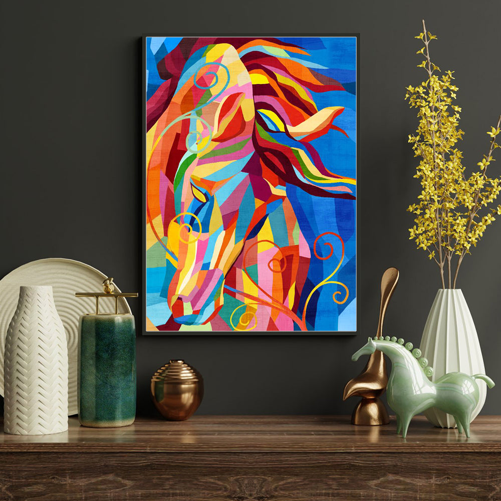 Vibrant Horse – Multicolor Modern Equestrian Decor Canvas Wall Art
