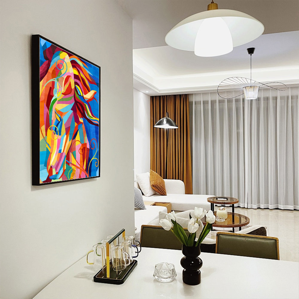 Vibrant Horse – Multicolor Modern Equestrian Decor Canvas Wall Art