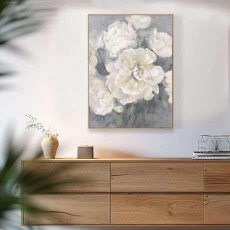 Elegant Ivory Blooms Canvas Wall Art