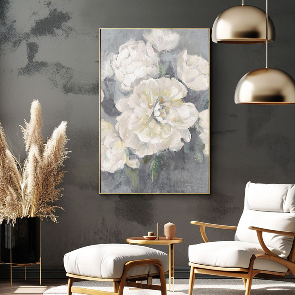 Elegant Ivory Blooms Canvas Wall Art