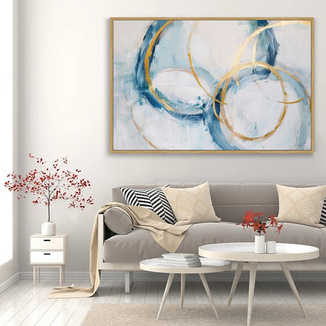 Harmony in Gold and Blue Canvas Wall Art