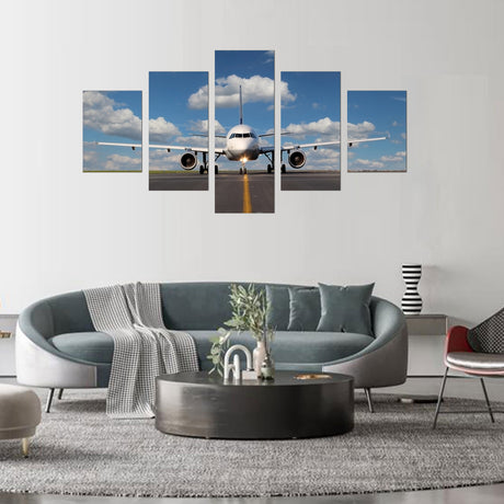 Airplane on the Runway Aviation Canvas Wall Art