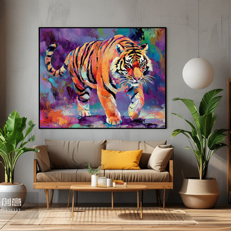 Bold Tiger in Colors-Canvas Wall Art