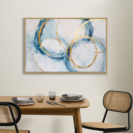 Harmony in Gold and Blue Canvas Wall Art