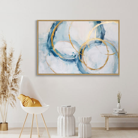 Harmony in Gold and Blue Canvas Wall Art