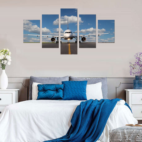 Airplane on the Runway Aviation Canvas Wall Art