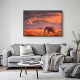 Majestic Elephant Sunset Canvas Wall Art