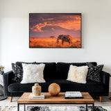 Majestic Elephant Sunset Canvas Wall Art