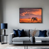 Majestic Elephant Sunset Canvas Wall Art