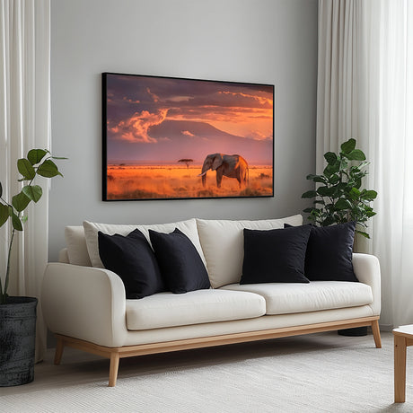 Majestic Elephant Sunset Canvas Wall Art