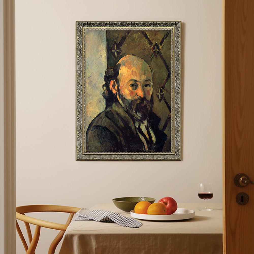 Self-Portrait In Front Of Olive Wallpaper By Paul Cézanne