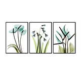 Elegant Blue Floral Canvas Wall Art (Set of 3)