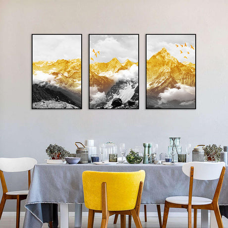 Golden Mountain Majesty 3-Piece Canvas Wall Art