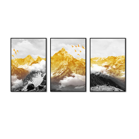 Golden Mountain Majesty 3-Piece Canvas Wall Art