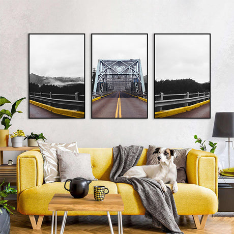 Highway Bridge Perspective 3-Piece Canvas Wall Art