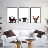 Funky Dogs 3-Piece Canvas Wall Art