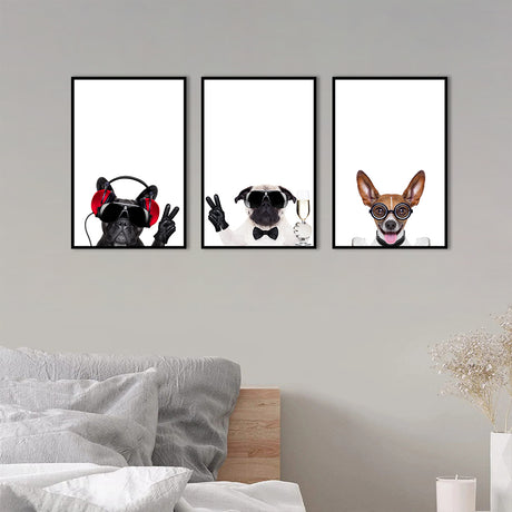 Funky Dogs 3-Piece Canvas Wall Art