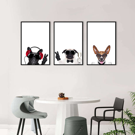 Funky Dogs 3-Piece Canvas Wall Art