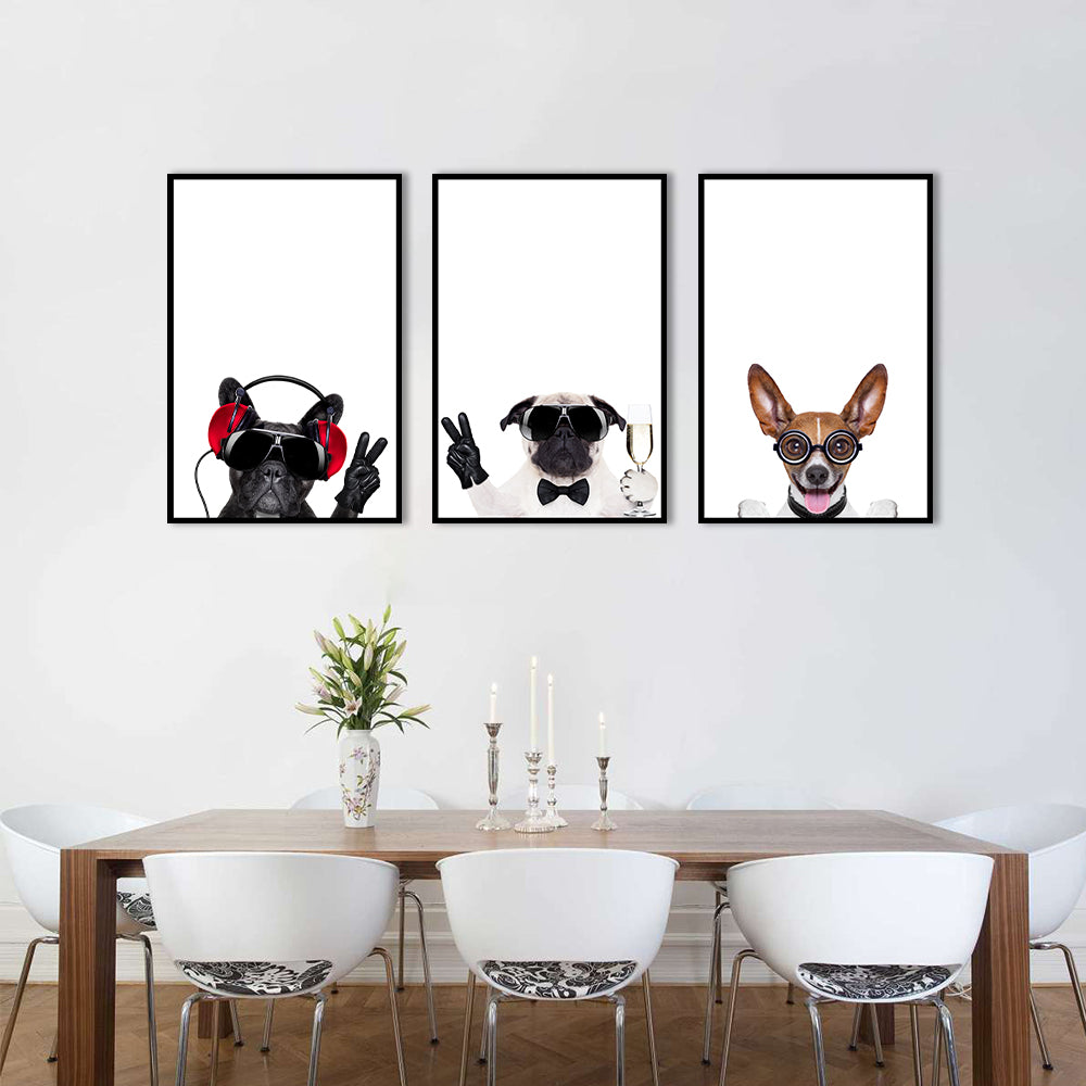 Funky Dogs 3-Piece Canvas Wall Art