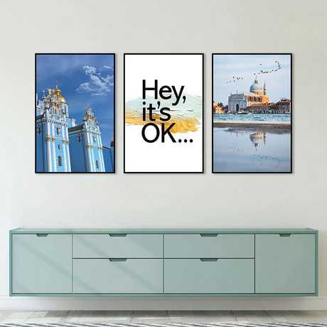 Inspiring "Hey, It's OK" 3-Piece Canvas Wall Art