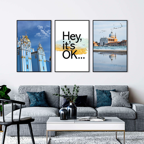 Inspiring "Hey, It's OK" 3-Piece Canvas Wall Art