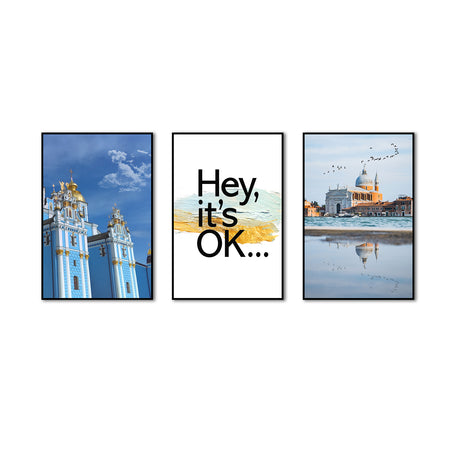 Inspiring "Hey, It's OK" 3-Piece Canvas Wall Art