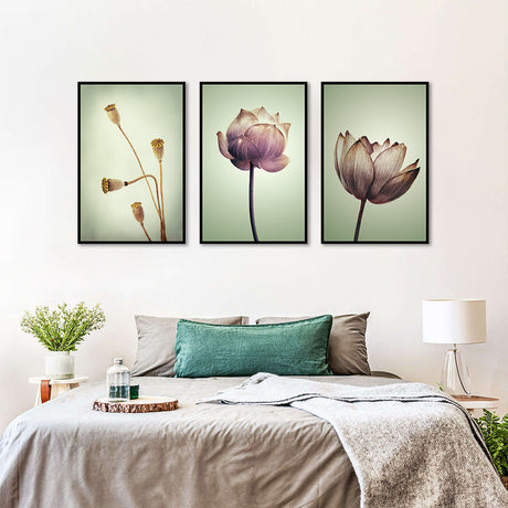 3-Piece Timeless Lotus Elegance Canvas Wall Art