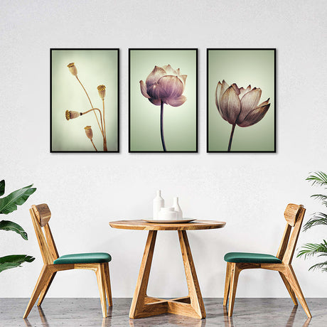 3-Piece Timeless Lotus Elegance Canvas Wall Art