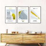 3-Piece Nordic Architectural Canvas Wall Art Set