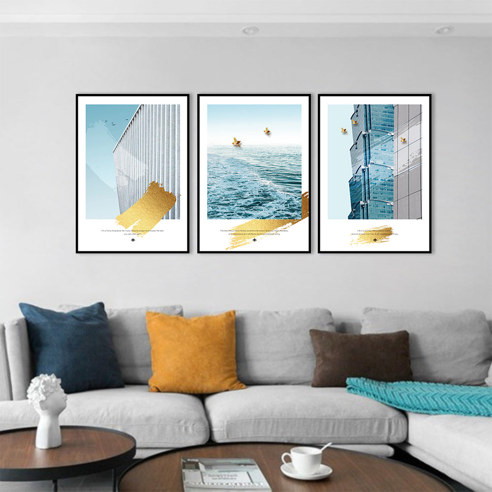 3-Piece Nordic Architecture & Seascape Canvas Wall Art Set