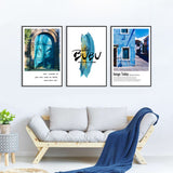 3-Piece Nordic Blue Town-Canvas Wall Art