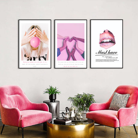 3-Piece Nordic Pink Charm Canvas Wall Art