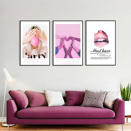 3-Piece Nordic Pink Charm Canvas Wall Art