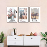 3-Piece Nordic Cityscape and Water City Canvas Wall Art